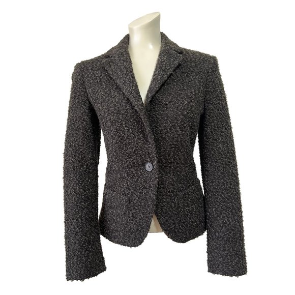 NEW ZARA Wool Bouclé Fitted Blazer in Brown Single Button Tailored Jacket Size S - Picture 7 of 15